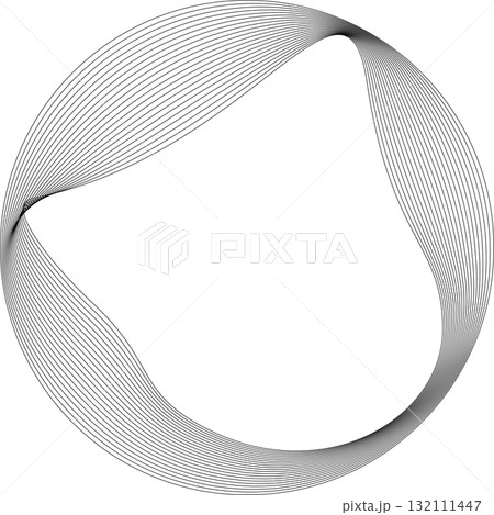 Set of circles round curve shape with wavy dynamic lines. Technology concept Set of circles round curve shape with wavy dynamic lines. Technology concept 132111447