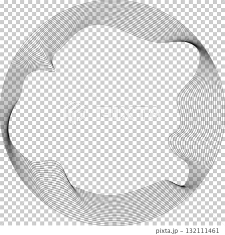Set of circles round curve shape with wavy dynamic lines. Technology concept Set of circles round curve shape with wavy dynamic lines. Technology concept 132111461