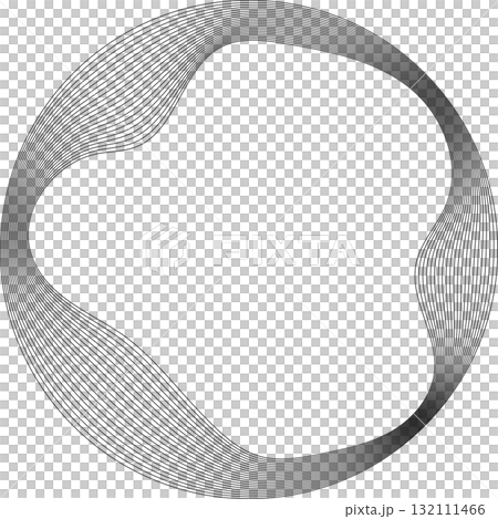 Set of circles round curve shape with wavy dynamic lines. Technology concept 132111466