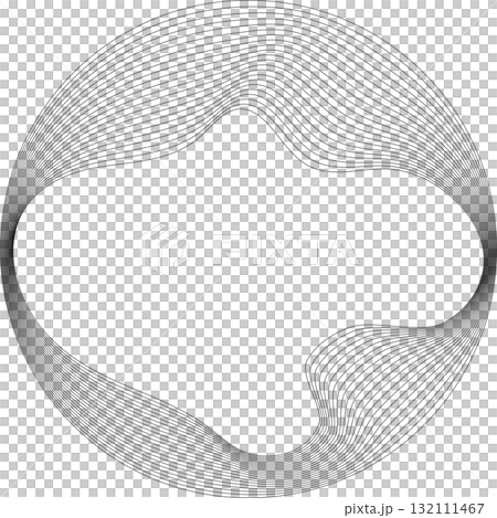 Set of circles round curve shape with wavy dynamic lines. Technology concept 132111467