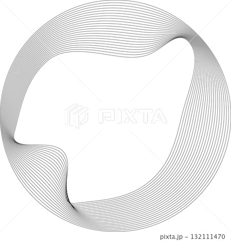 Set of circles round curve shape with wavy dynamic lines. Technology concept Set of circles round curve shape with wavy dynamic lines. Technology concept 132111470