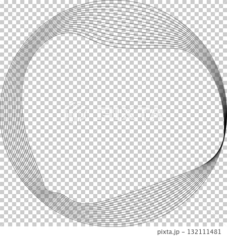 Set of circles round curve shape with wavy dynamic lines. Technology concept 132111481