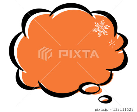 冬　雪の結晶デザインのアメコミ風吹き出し　色ずれ　モコモコ　赤2 132111525