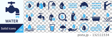 Vector water silhouette icon set 132111534
