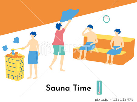 サウナを楽しむ人達 132112479