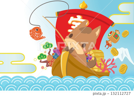 午年　年賀素材　2026年　宝船　文字無し 132112727