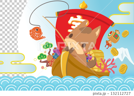 午年　年賀素材　2026年　宝船　文字無し 132112727