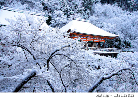 雪化粧した清水寺の奥之院 132112812