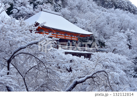 雪化粧した清水寺の奥之院 132112814