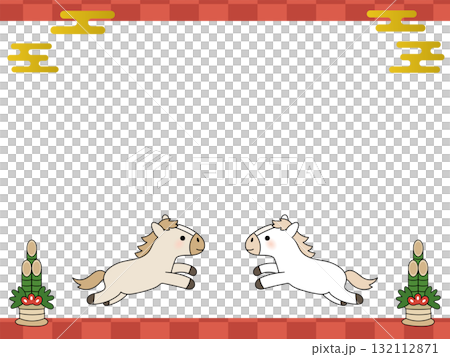 2026新年相框十二生肖馬插圖可愛人物 132112871