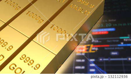 The Gold Bar for Business concept 3d Rendering. 132112936