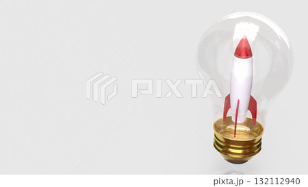 The  Rocket  in light bulb for Business concept 3d Rendering. 132112940