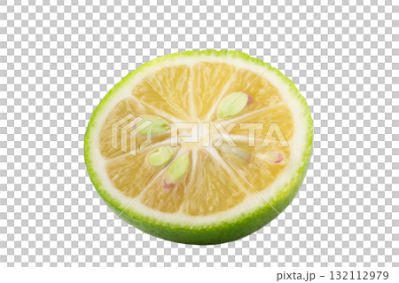 透明背景（png）に輪切りにしたかぼす 132112979