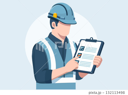 Illustration of an engineer checking the system's integrity 132113498