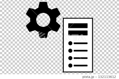 Web 伺服器系統維護線圖標，黑色和白色 132113612