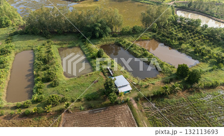Aerial view of land prepare for planting or do agriculture in rural area of Thailand.  132113693