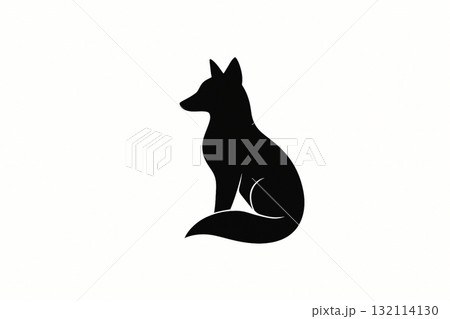白い背景にシンプルなキツネのシルエット 132114130