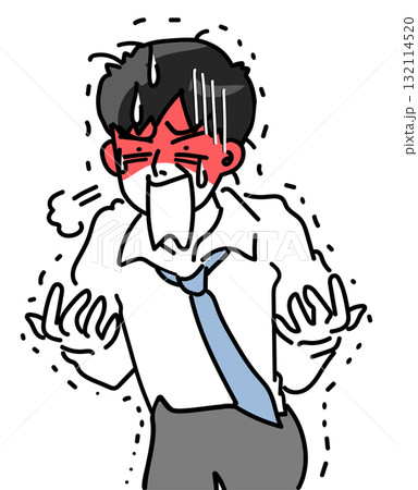 動揺して頭に血がのぼる若い男性会社員のベクターイラスト 動揺して頭に血がのぼる若い男性会社員のベクターイラスト 132114520