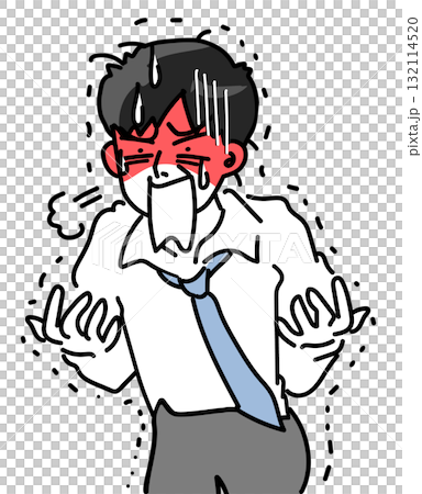 動揺して頭に血がのぼる若い男性会社員のベクターイラスト 動揺して頭に血がのぼる若い男性会社員のベクターイラスト 132114520