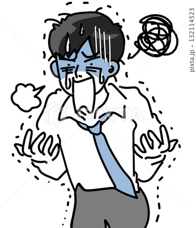 動揺して顔面蒼白になる若い男性会社員のベクターイラスト 132114523
