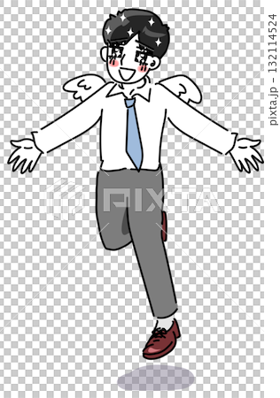 Fireして全てから解放される若手男性会社員のベクターイラスト 132114524