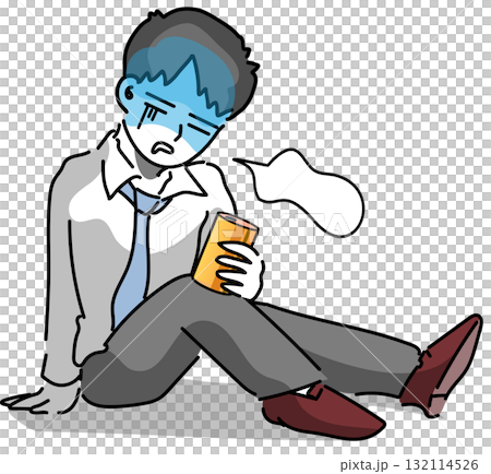 Vector illustration of a young man with a hangover from alcohol 132114526