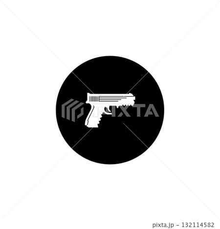 gun icon with black and white circle background 132114582