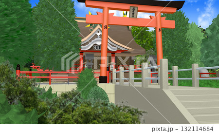 アニメーションの背景に使える『海の見える神社』 132114684