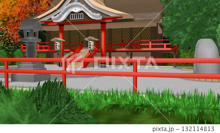 アニメーションの背景に使える『海の見える神社』 132114813