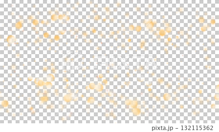 美しく光り輝く黄金のイルミネーションイラスト（背景透過） 132115362