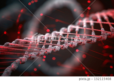 Human DNA visible through microscope. Generative AI 132115408