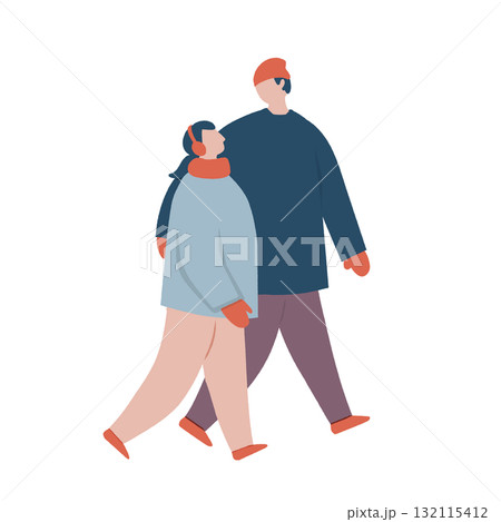 冬服を着た若いカップル 132115412