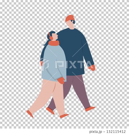 穿著冬裝的年輕夫婦 穿著冬裝的年輕夫婦 132115412