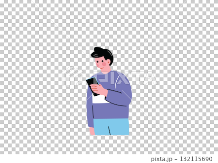 A man operating a smartphone A man operating a smartphone 132115690