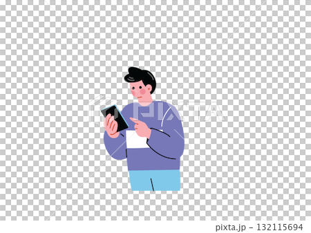 一個操作智能手機的人 一個操作智能手機的人 132115694