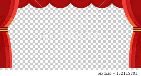紅色布幕背景插畫（舞台、開幕、演講、頒獎典禮、活動設計材料） 132115803