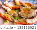 Grilled river prawns served on plate 132116021
