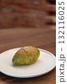 Green tea, Matcha Salted bread served on plate, on the wooden table 132116025