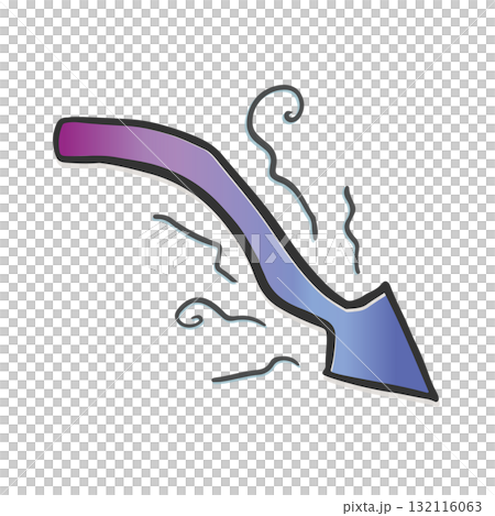 しょんぼり下降矢印イラスト|落ち込み・不調・停滞をやわらかく表現できる素材 しょんぼり下降矢印イラスト|落ち込み・不調・停滞をやわらかく表現できる素材 132116063