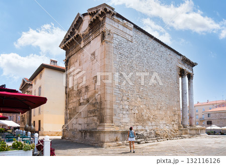 Temple of Augustus architecture showing ancient Roman heritage in Pula Croatia Temple of Augustus architecture showing ancient Roman heritage in Pula Croatia 132116126