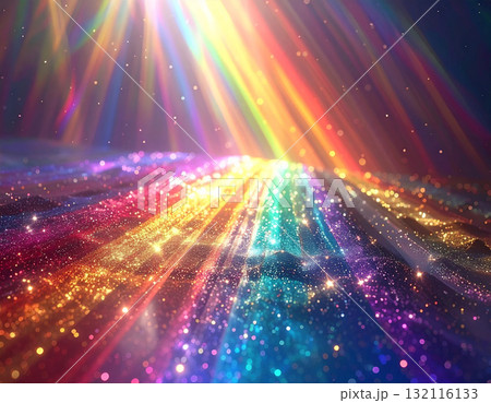 カラフルな虹色のプリズムと光が織りなすゴージャスな背景 132116133