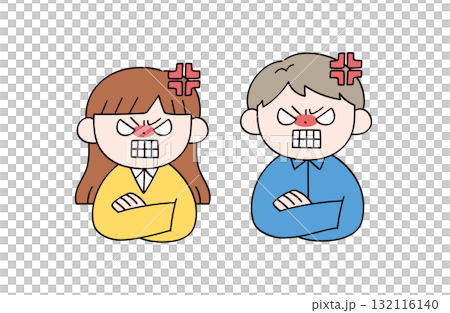 兩個憤怒的男人和女人的插圖 兩個憤怒的男人和女人的插圖 132116140
