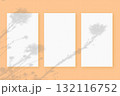 Natural light casts shadows from wildflowers on 3 sheets of white paper lying on an orange background. Mockup 132116752