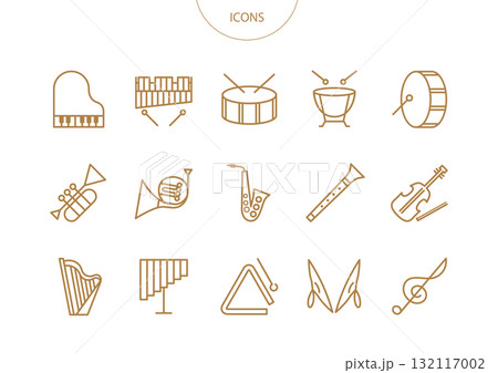 楽器 オーケストラ　アイコン ピクトグラム　ベクター イラスト　セット 132117002