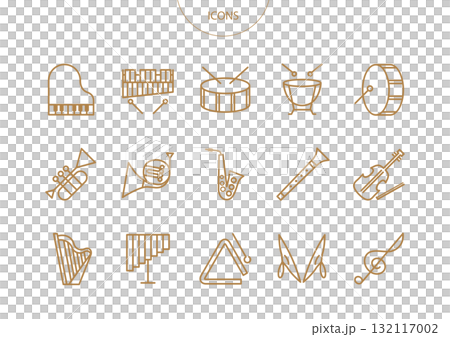 楽器 オーケストラ　アイコン ピクトグラム　ベクター イラスト　セット 132117002