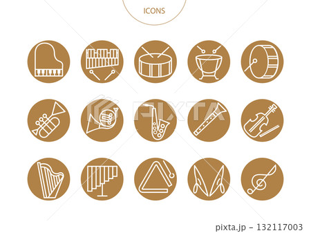 楽器 オーケストラ　アイコン ピクトグラム　ベクター イラスト　セット 132117003