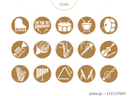 楽器 オーケストラ　アイコン ピクトグラム　ベクター イラスト　セット 132117005