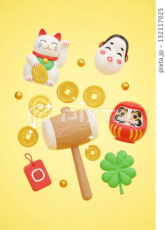 【はがき用】和風の金運アップデザイン 132117025