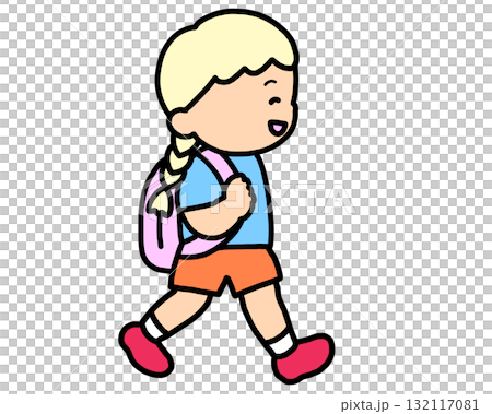 歩いて登校する金髪の女の子 歩いて登校する金髪の女の子 132117081