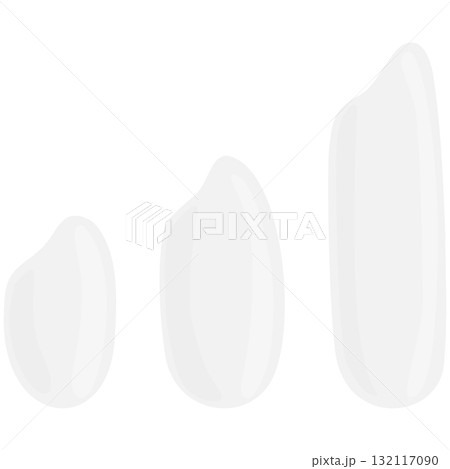 3つの米の種類(短粒種・中粒種・長粒種)のベクターイラスト 132117090